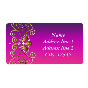 Indian Princess Purple Pink Gold Bling Labels