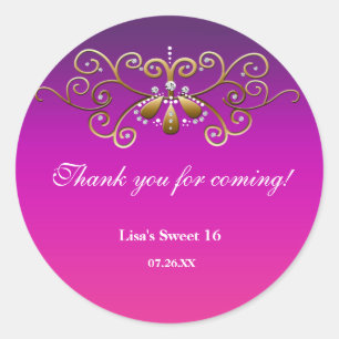 Indian Princess Purple Pink Gold Label Sticker