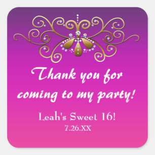 Indian Princess Purple Pink Gold Party Sticker
