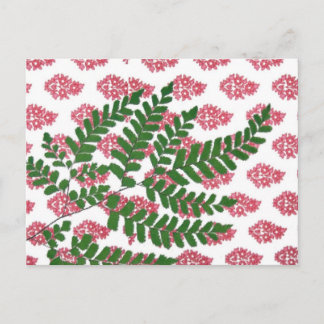 Indian Print Pink & Fern Postcard