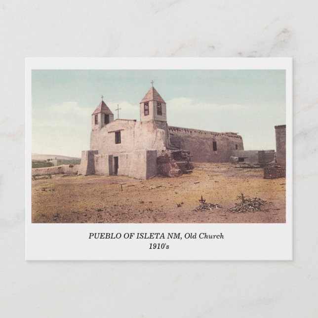 Indian Pueblo of Isleta NM, Old Church 1910s view Postcard (Front)