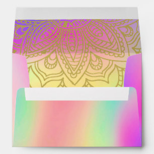 Indian Rainbow Gold Colour Modern Wedding Envelope