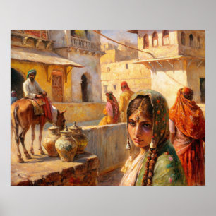 Indian Rajasthan Village Art Poster