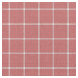 Indian-Red and White Large Plaid Gingham Fabric