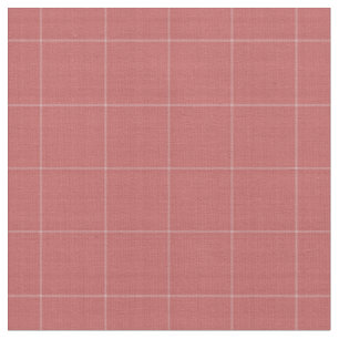 Indian-Red and White Windowpane Plaid Gingham Fabric