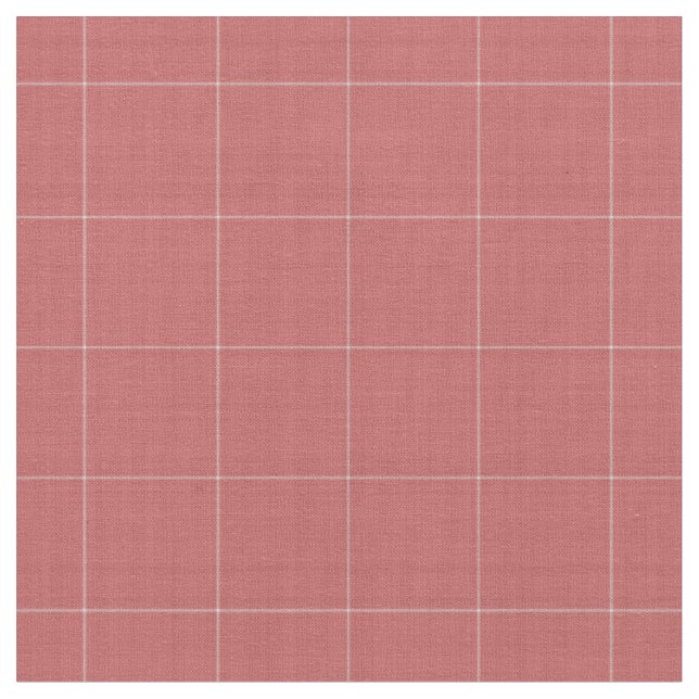 Indian-Red and White Windowpane Plaid Gingham Fabric (Close Up)