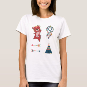 Indian Red Bear Stickerset Bear Dreamcatcher T-Shirt