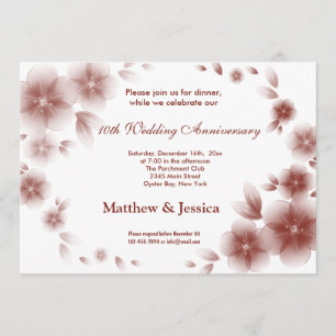 Indian Red Cherry Blossom Anniversary Invitation