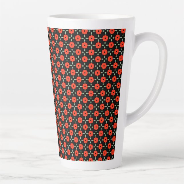 Indian Red Floral Seamless Pattern-23145 Latte Mug (Right)