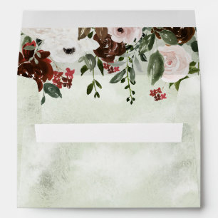 Indian Red Ivory Forest Green Watercolor Wash Envelope
