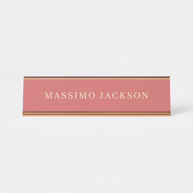Indian Red Minimalist Plain Modern Aesthetic Look Desk Name Plate (Front)