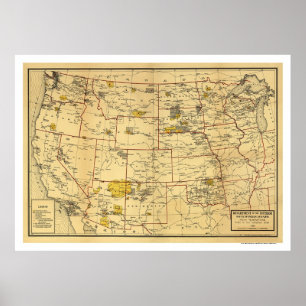Indian Reservation Map 1923 Poster