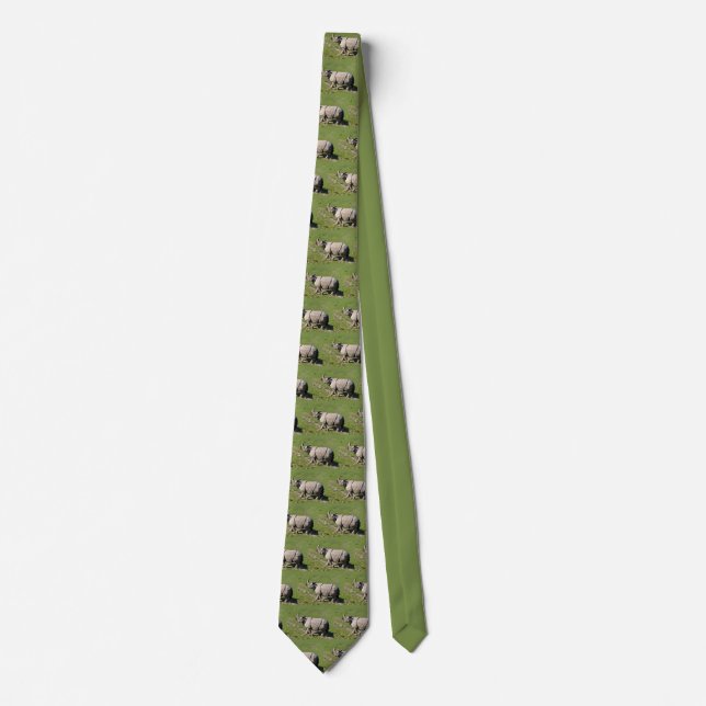 Indian rhinoceros on grass tie (Front)
