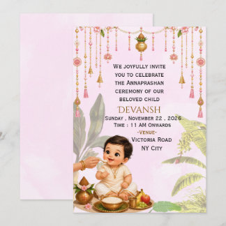 Indian Rice Ceremony Invitation editable template
