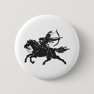 Indian riding horse - Choose background colour 6 Cm Round Badge