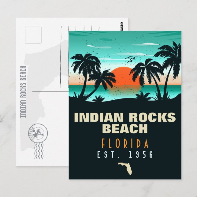 Indian Rocks Beach Florida Retro Sunset Souvenirs Postcard (Front/Back)