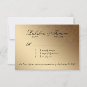 Indian RSVP Wedding Reply Card Damask Baby Pink