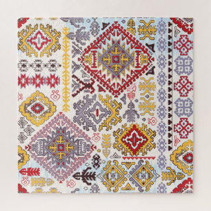 Indian rug, paisley mandala, yoga jigsaw puzzle