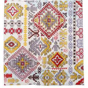 Indian rug paisley ornament pattern. Ethnic Mandal Shower Curtain