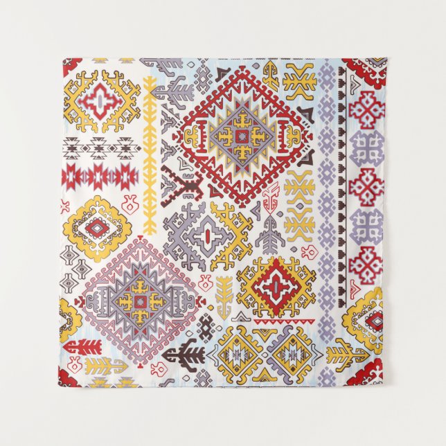 Indian rug paisley ornament pattern. Ethnic Mandal Tapestry (Front)