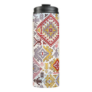 Indian rug paisley ornament pattern. Ethnic Mandal Thermal Tumbler