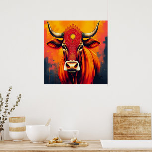 Indian Sacred Cow Diwali Light Poster