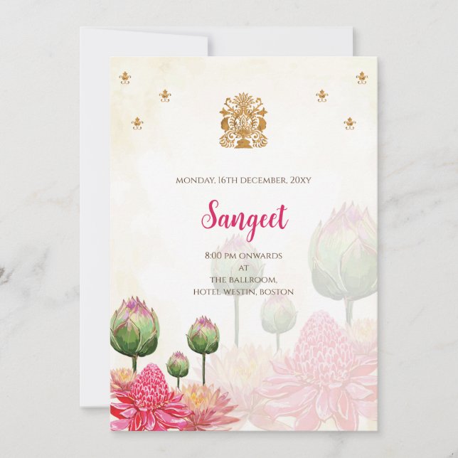 Indian Sangeet invitation & Indian wedding cards (Front)