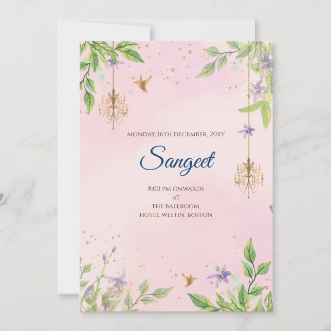 Indian Sangeet invitation & Indian wedding cards (Front)