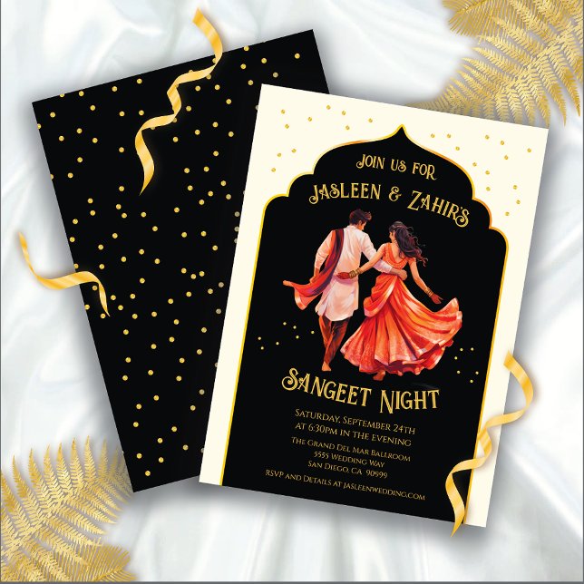 Indian Sangeet Night Dancing Couple Invitation (Creator Uploaded)