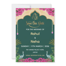 Indian Save the Date Card, Wedding Announcement