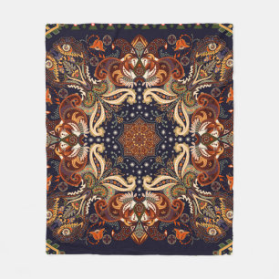 Indian seamless ornament. Vintage symmetric patter Fleece Blanket