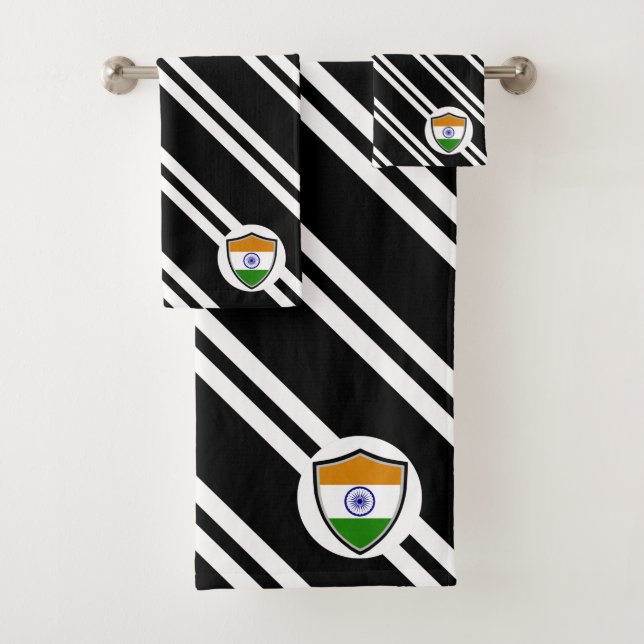 Indian shield flag bath towel set (Insitu)