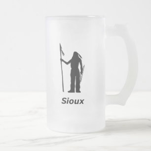 Indian Sioux Frosted Glass Beer Mug