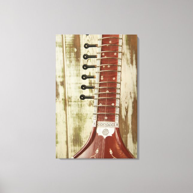 Indian Sitar String Instrument Canvas Print (Front)