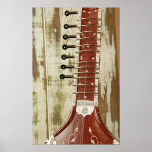 Indian Sitar String Instrument Poster