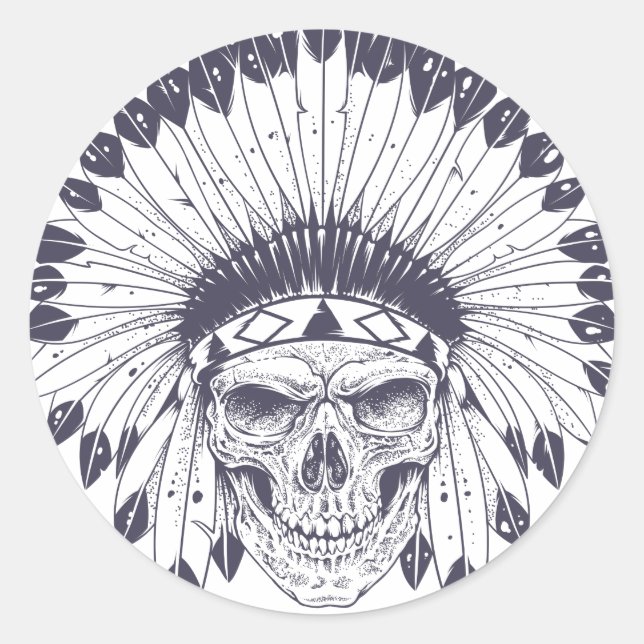 Indian Skull Classic Round Sticker (Front)