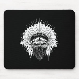 Indian Skull Rag , Native American Tattoo, Zany Br Mouse Mat