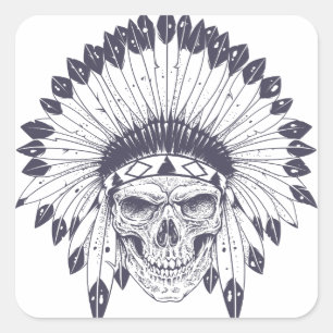 Indian Skull Square Sticker