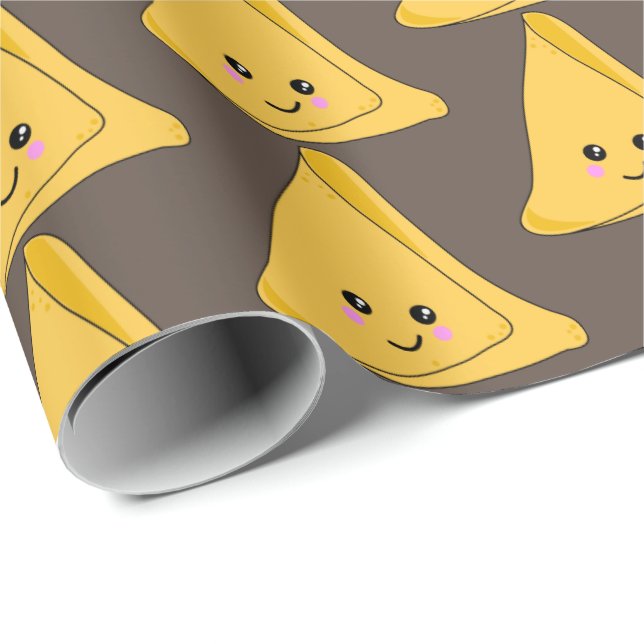 Indian Snack Samosa Cute Kawaii Food Patterned Wrapping Paper (Roll Corner)