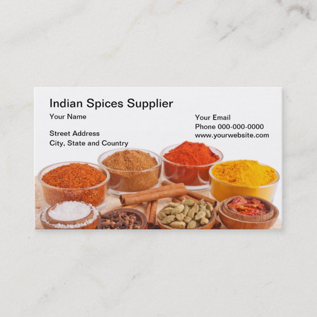 Indian Spices Supplier Business Card (Front)