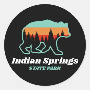 Indian Springs State Park Georgia GA Bear Retro Classic Round Sticker