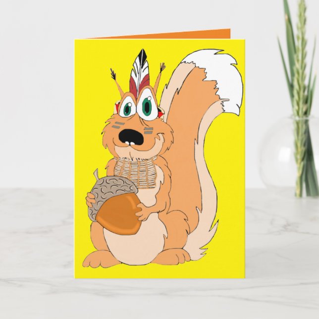 Indian Squirrel Personalised Thanksgiving Card (Front)
