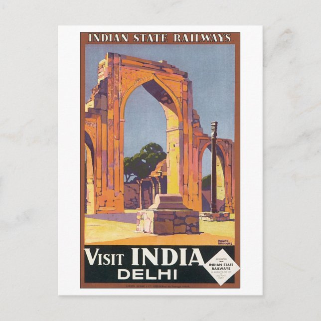 Indian State Railways Visit India Delhi Postcard (Front)