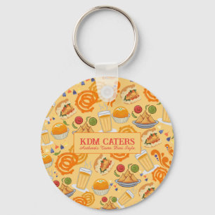 Indian Street Food Pattern Colourful Festive Chai Key Ring