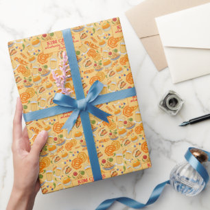Indian Street Food Pattern Colourful Festive Chai Wrapping Paper