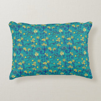 Indian style, boho chic, blue pattern decorative cushion
