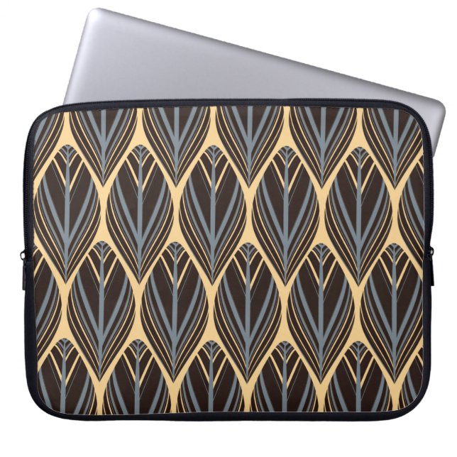 indian style feathers seamless pattern in silver i laptop sleeve (Front)