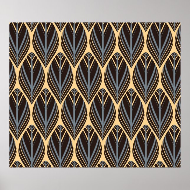 indian style feathers seamless pattern in silver i poster (Front)