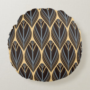 indian style feathers seamless pattern in silver i round cushion