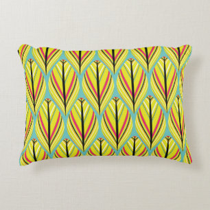 indian style feathers seamless pattern in yellow b decorative cushion